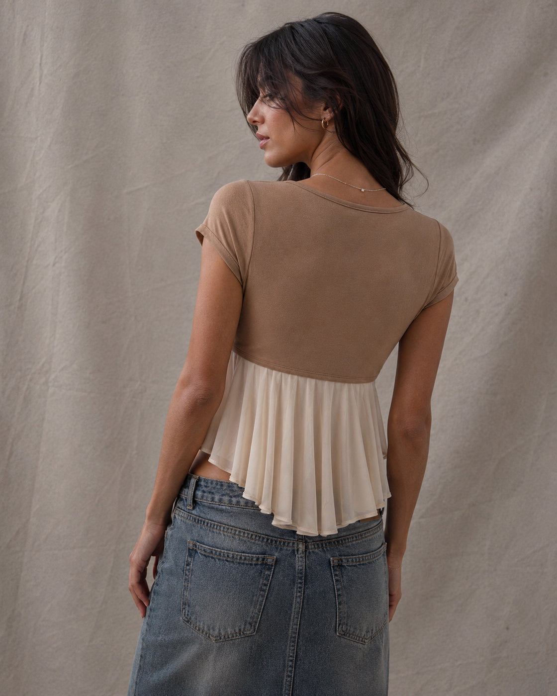COUNTRYSIDE GLAM TWO-PIECE SOFT BROWN TOP