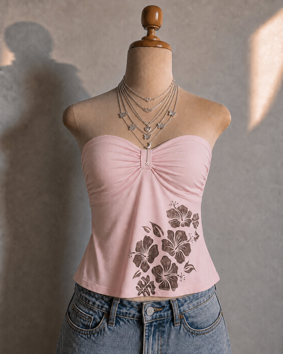 BEACH BABE TWISTED STRAPLESS SOFT PINK TUBE TOP