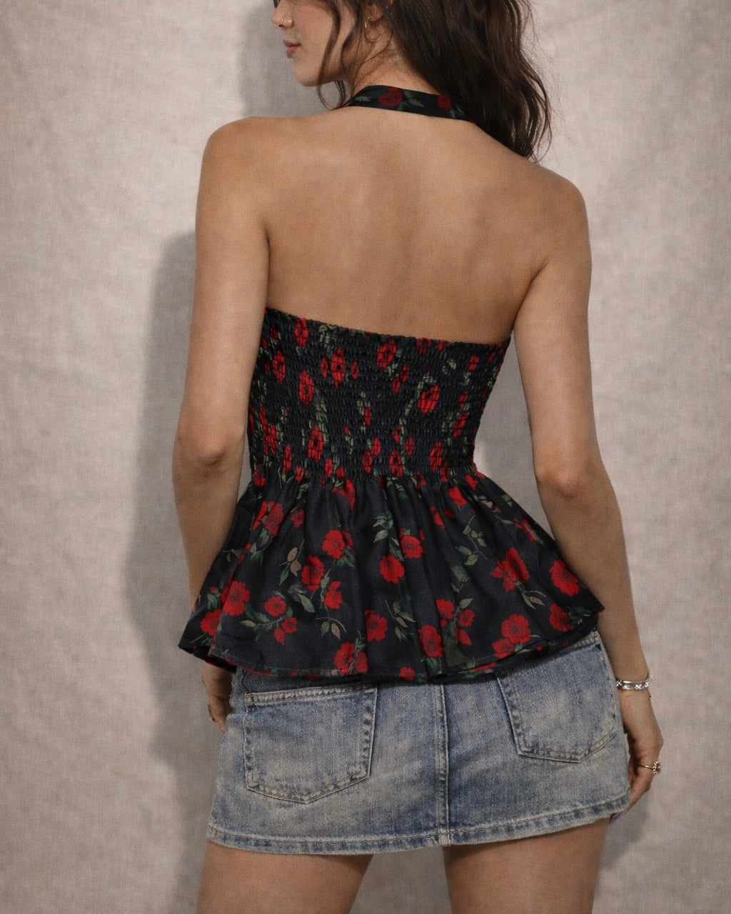 FIX MY HEART ROSES HALTERNECK TOP