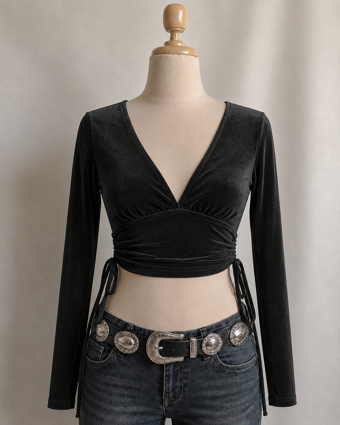 SUNDOWNER IN BERLIN VELOUR DRAWSTRING TOP