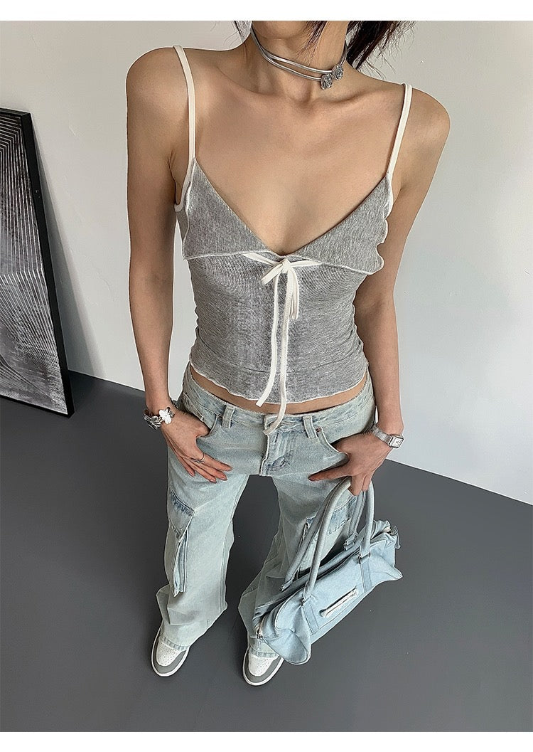 NEVER FRIENDS GREY CAMI TOP