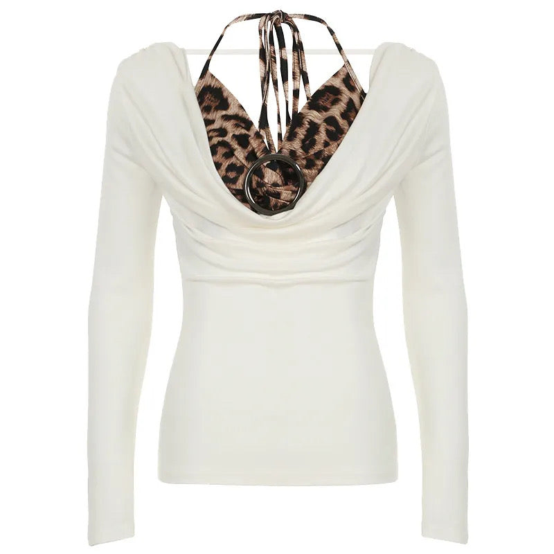 CASA DRAMA PRINTED WHITE TOP