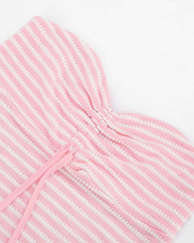 TROUBLEMAKER KNITTED PINK BANDEAU TOP