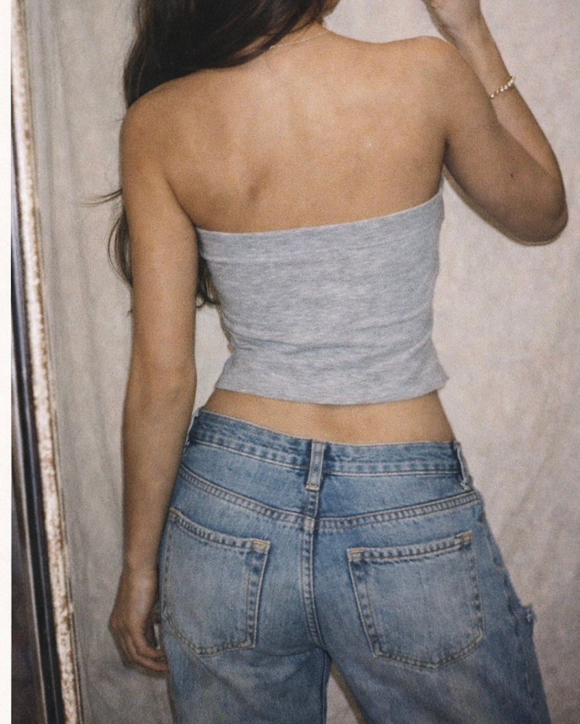 BEST CHAPTER YET GREY BUSTIER TOP