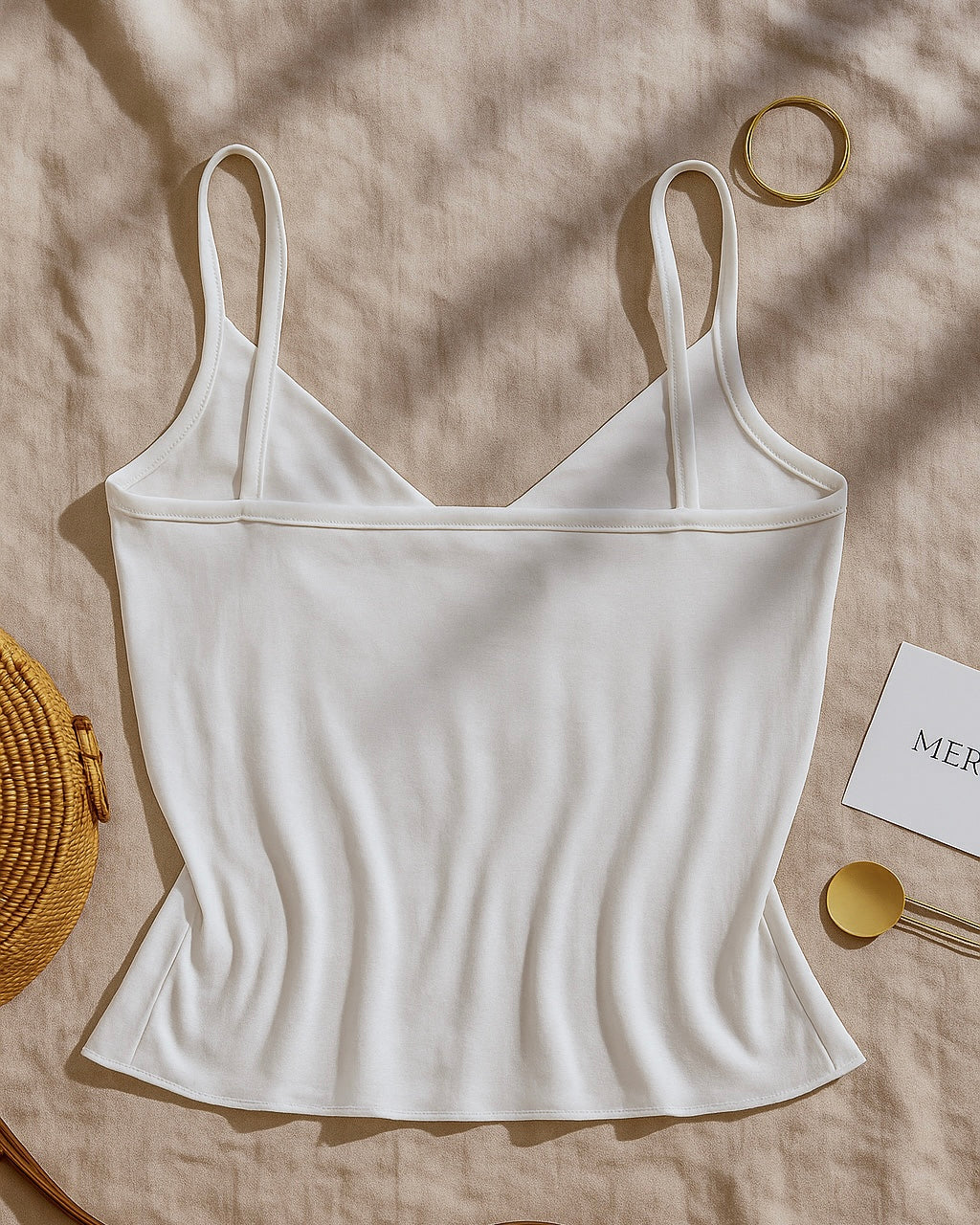 CASUAL FLEX PADDED WHITE CAMI TOP