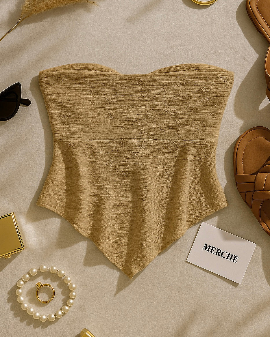 DESERT FESTIVAL KHAKI BANDEAU TOP