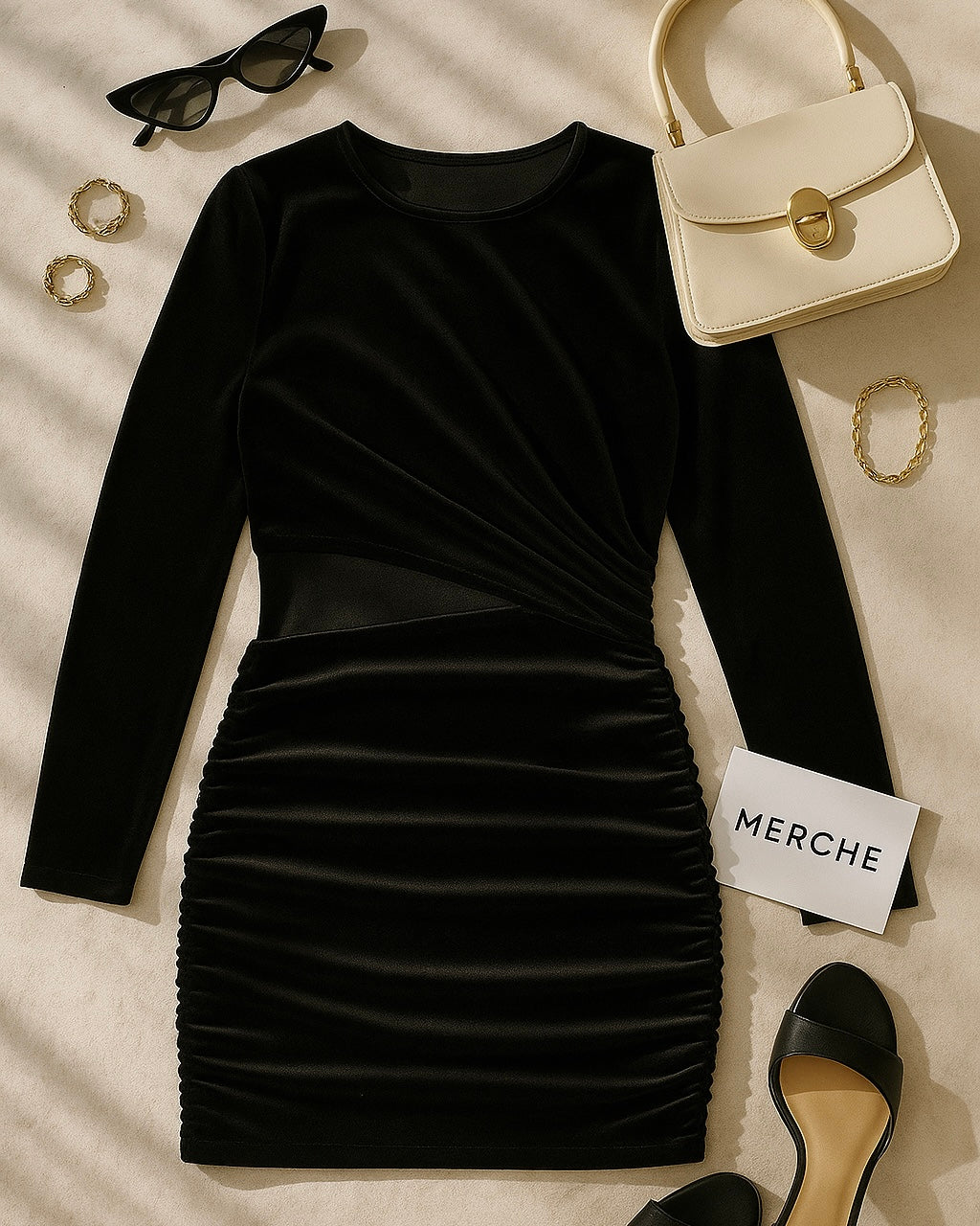 LAST SEEN SLAYING VELOUR CUT-OUT BLACK DRESS