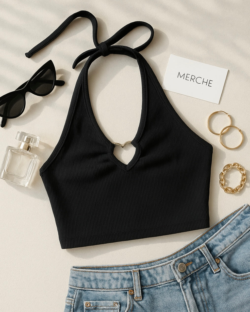 COOL GIRL BLACK HALTERNECK TOP