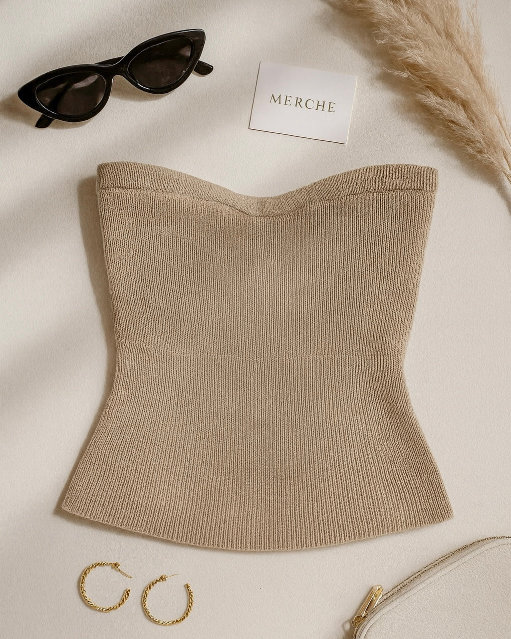 ISLAND INSPIRED APRICOT KNITTED BANDEAU TOP
