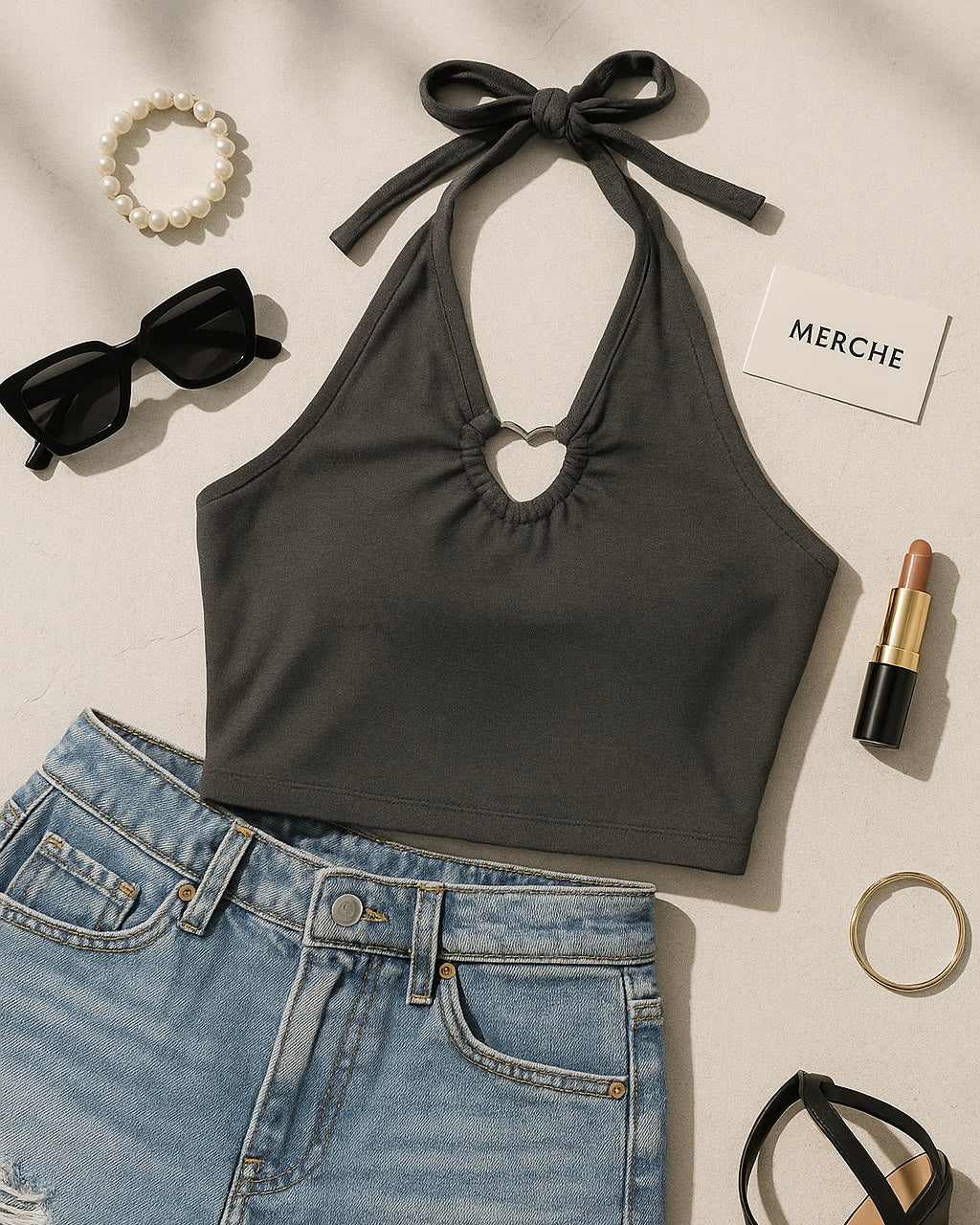 COOL GIRL GREY HALTERNECK TOP