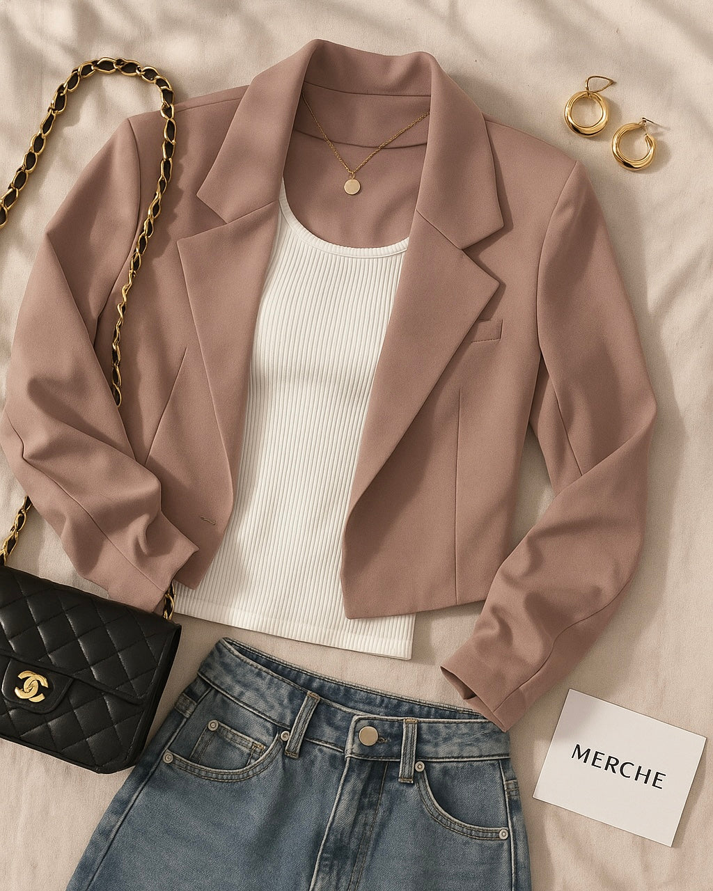 SHE LEADS DUSTY ROSE CROPPED BLAZER