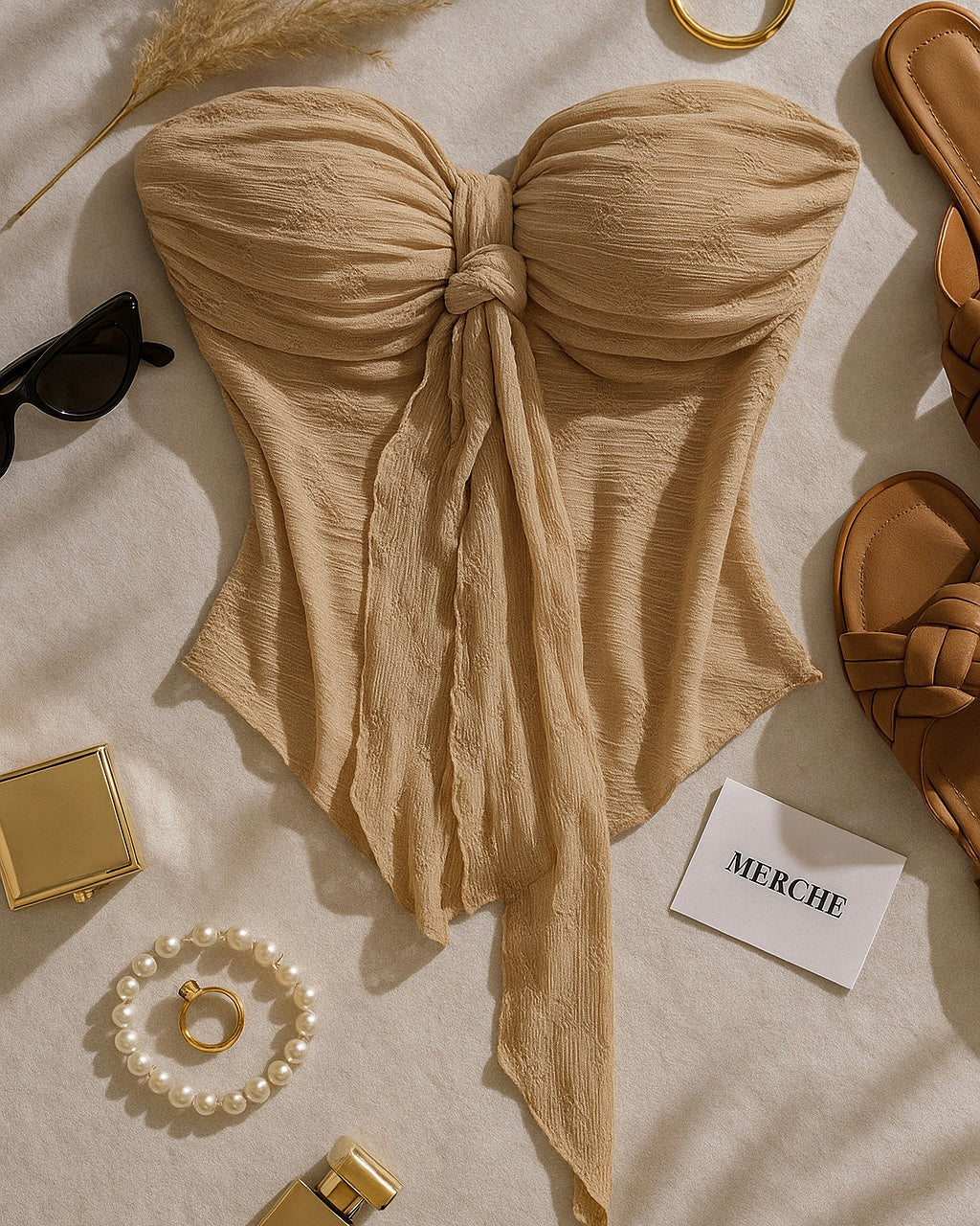 DESERT FESTIVAL KHAKI BANDEAU TOP