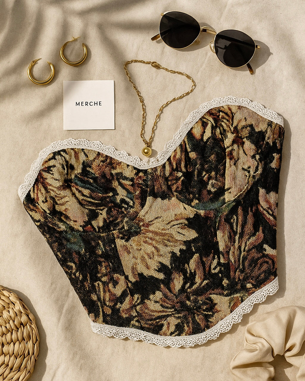 CAUSE A SCENE JACQUARD BROWN CORSET