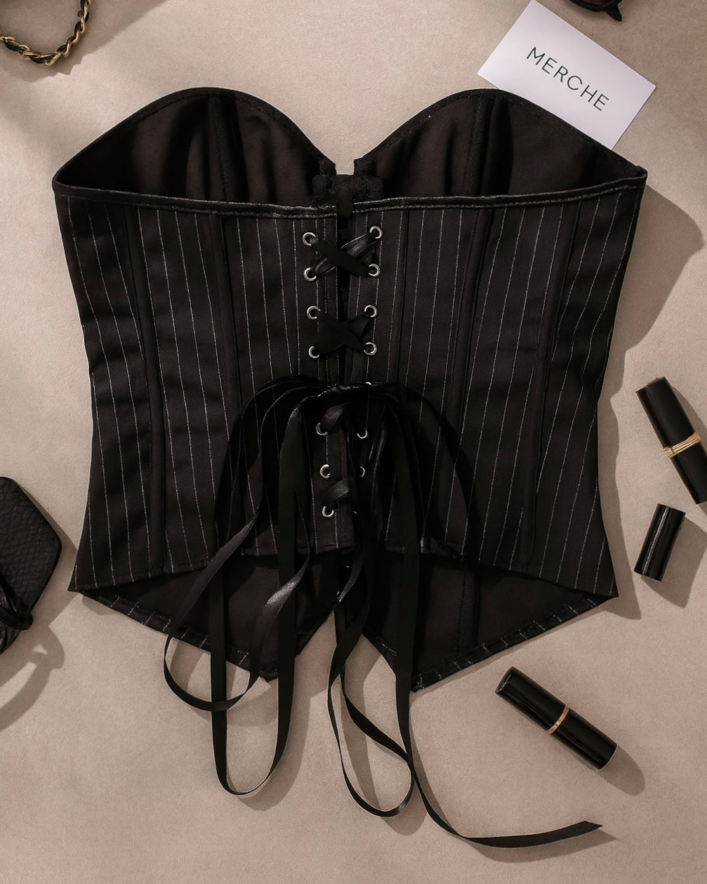 POWER AND POISON PINSTRIPE CORSET