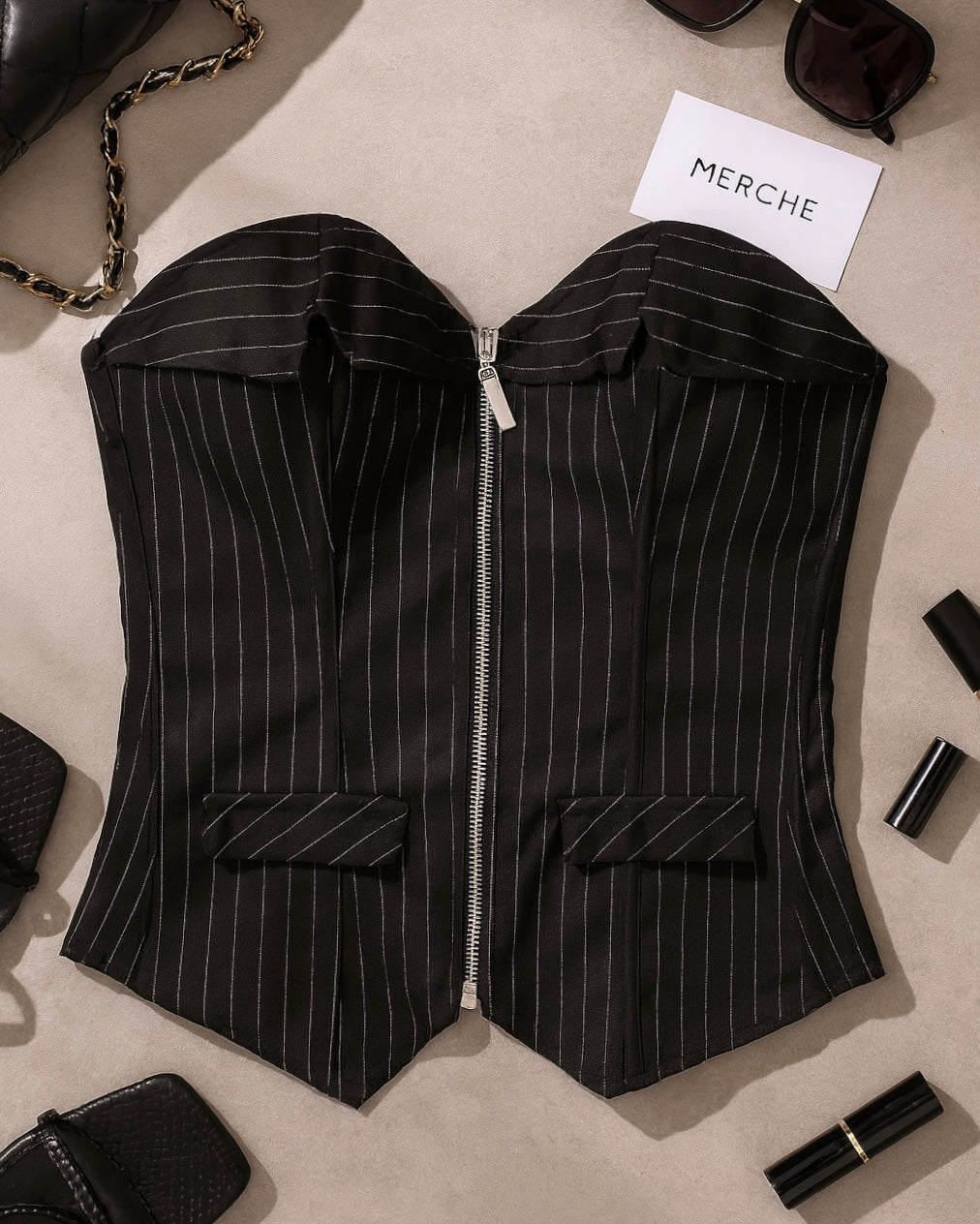 POWER AND POISON PINSTRIPE CORSET