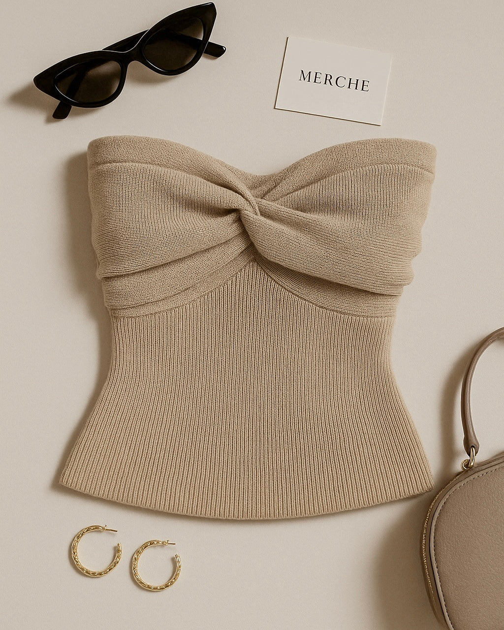 ISLAND INSPIRED APRICOT KNITTED BANDEAU TOP