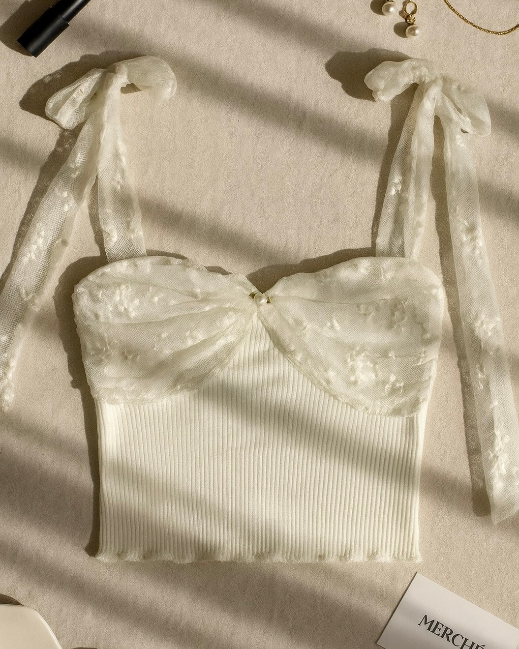 WITH LOVE AND KISSES BOW-TIE LACE TOP