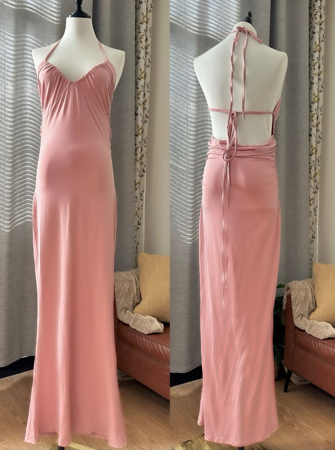 ALL EYES ON YOU PINK TIE-BACK MAXI DRESS