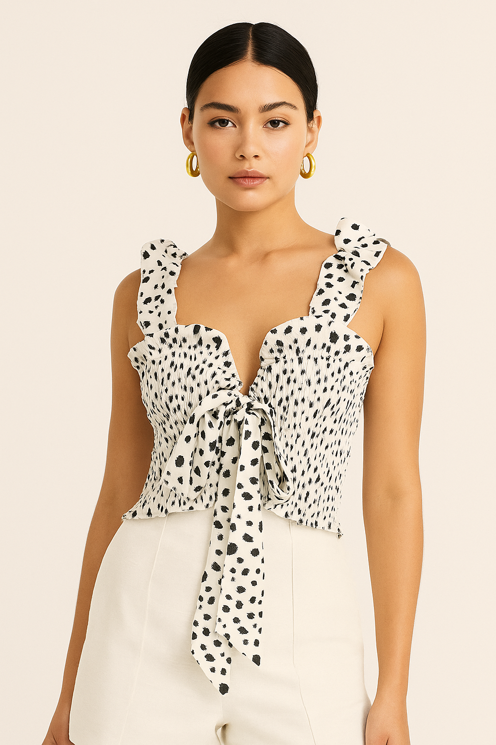MEET CUTE BOW-TIE SMOCKED TOP