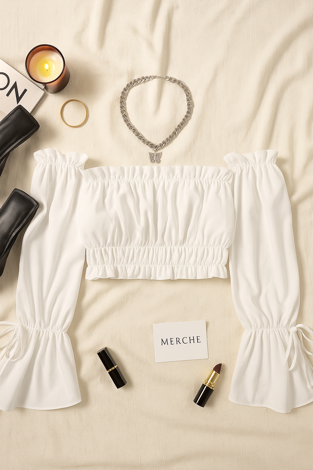 PILLOW TALK WHITE OFF-SHOULDER TOP