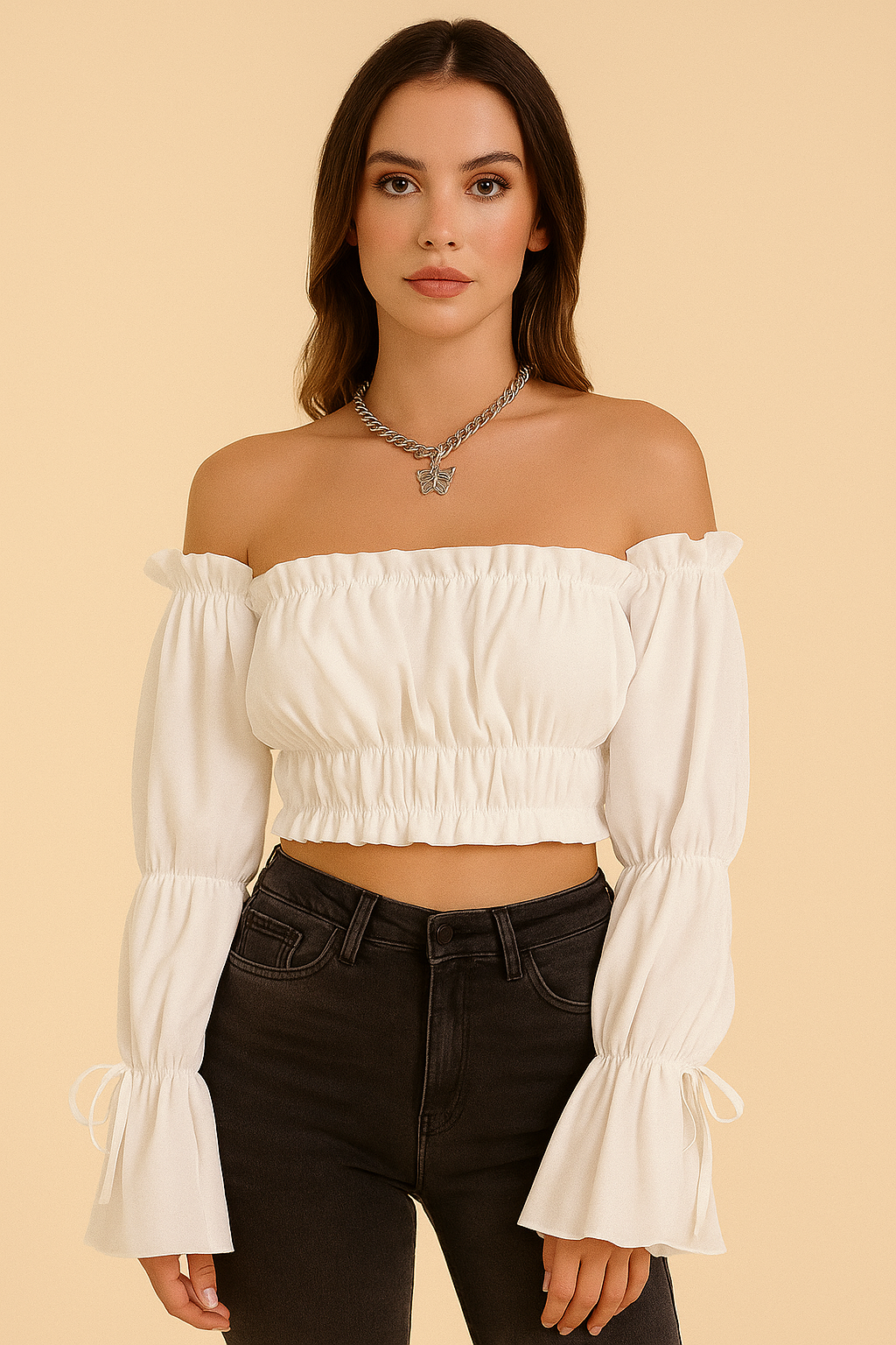 PILLOW TALK WHITE OFF-SHOULDER TOP