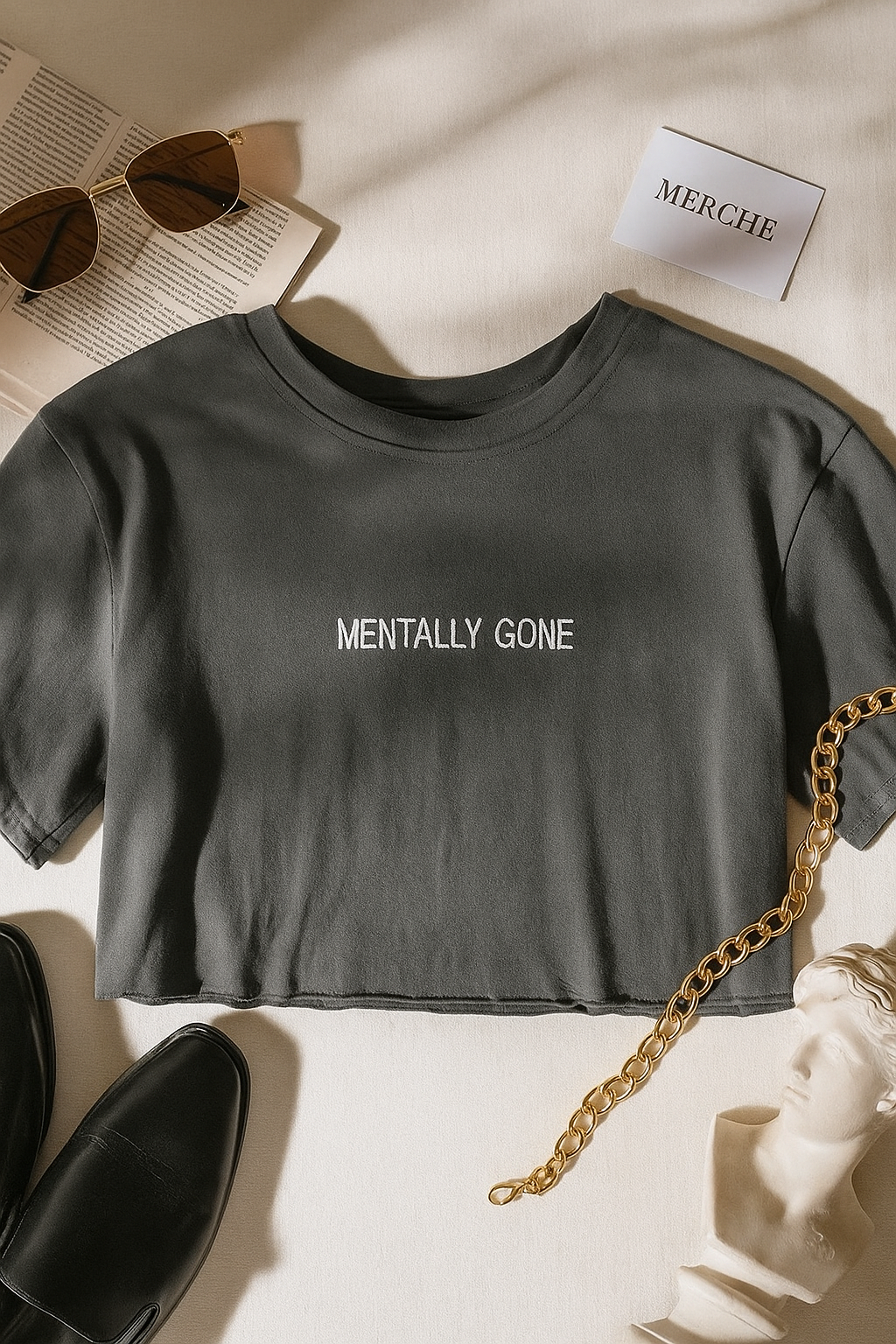 MENTALLY YOURS SLOGAN CROP TOP