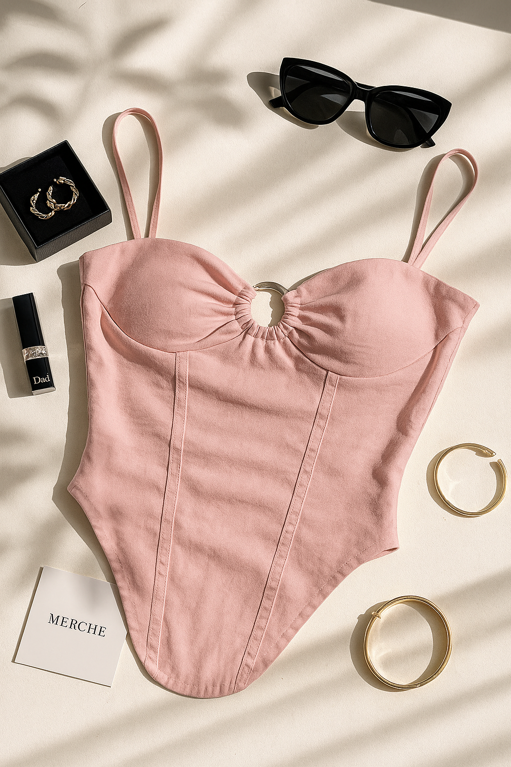 ENDLESS DRAMA PINK FAUX DENIM CAMI TOP