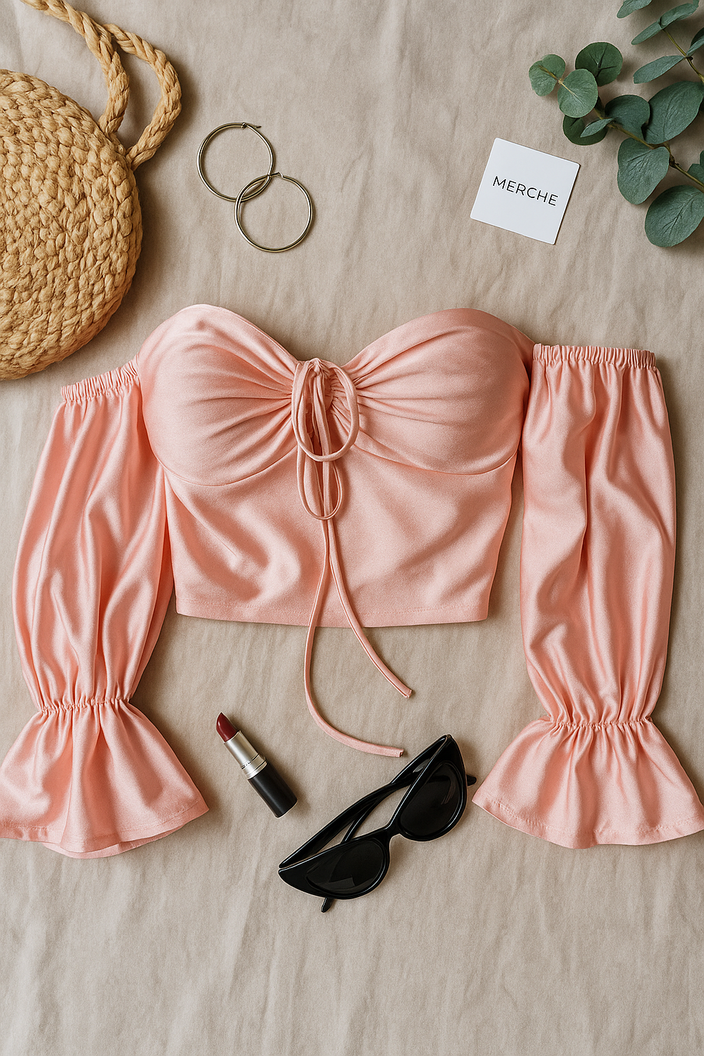 HAND ON HEART PEACH SLASH NECK TOP