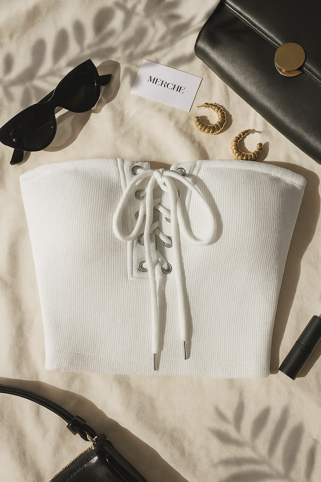 GREECE CALLING WHITE BANDEAU TOP
