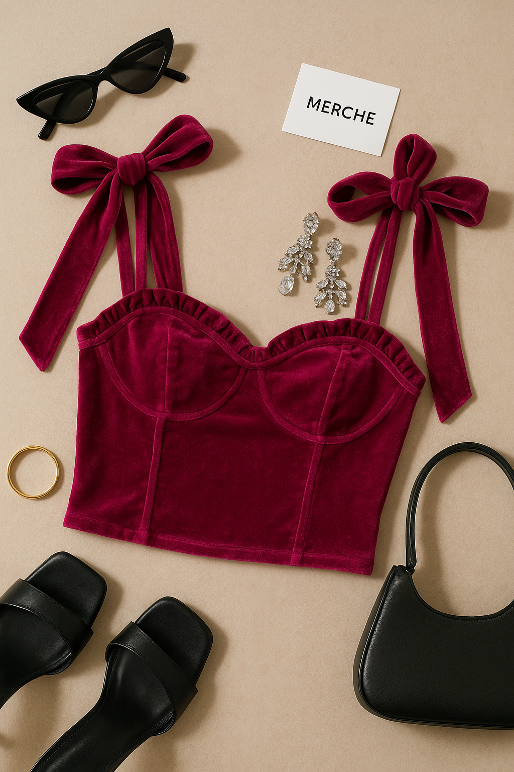 COASTAL LOVE VELOUR BOW-TIE TOP