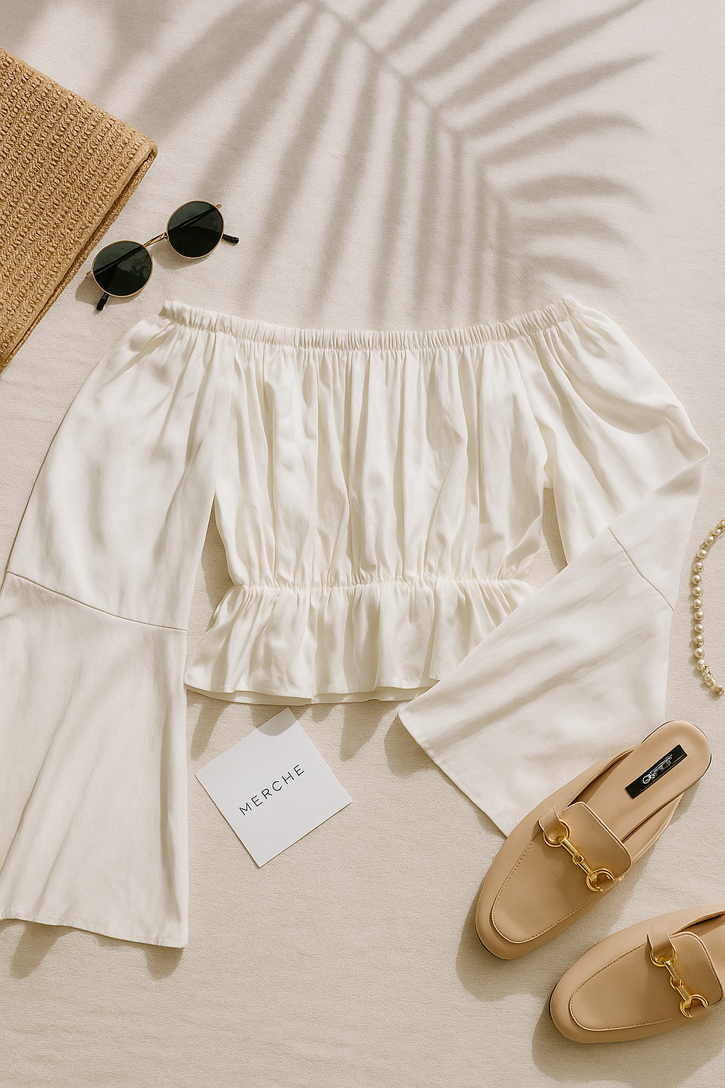 SAND AND SALT BOHO WHITE OFF-SHOULDER TOP