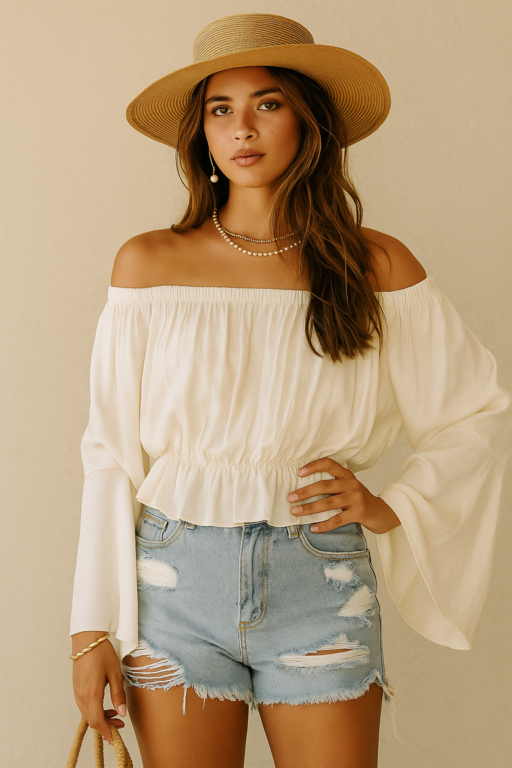 SAND AND SALT BOHO WHITE OFF-SHOULDER TOP