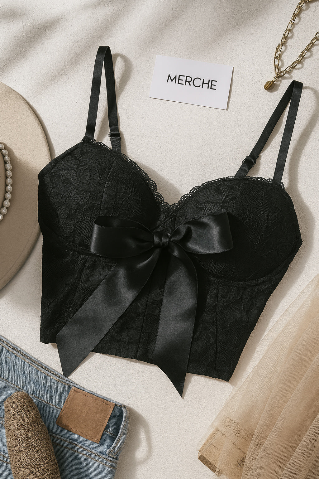 SAMBA NIGHT PADDED LACE BLACK CAMI TOP
