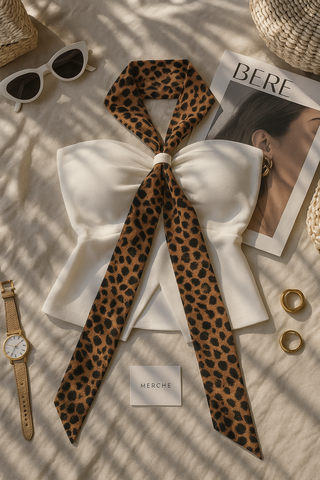 COVER GIRL WHITE PADDED BANDEAU TOP WITH SCARF