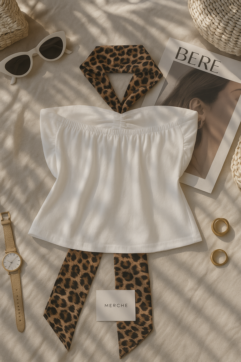 COVER GIRL WHITE PADDED BANDEAU TOP WITH SCARF