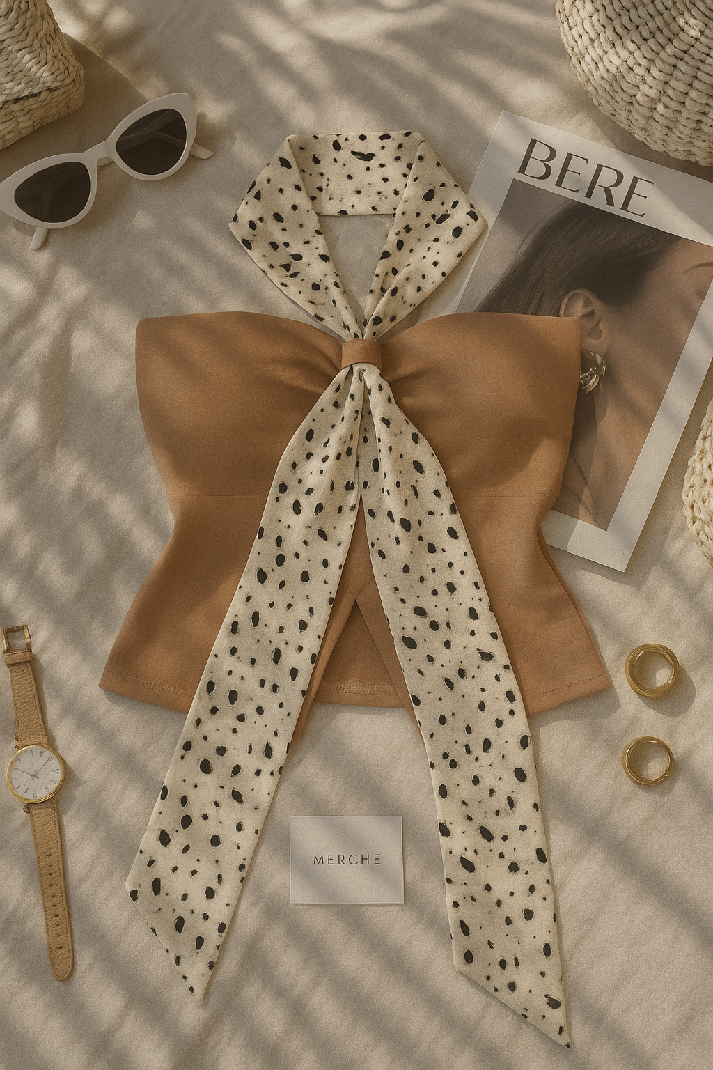 COVER GIRL PADDED BROWN BANDEAU TOP WITH SCARF TOP