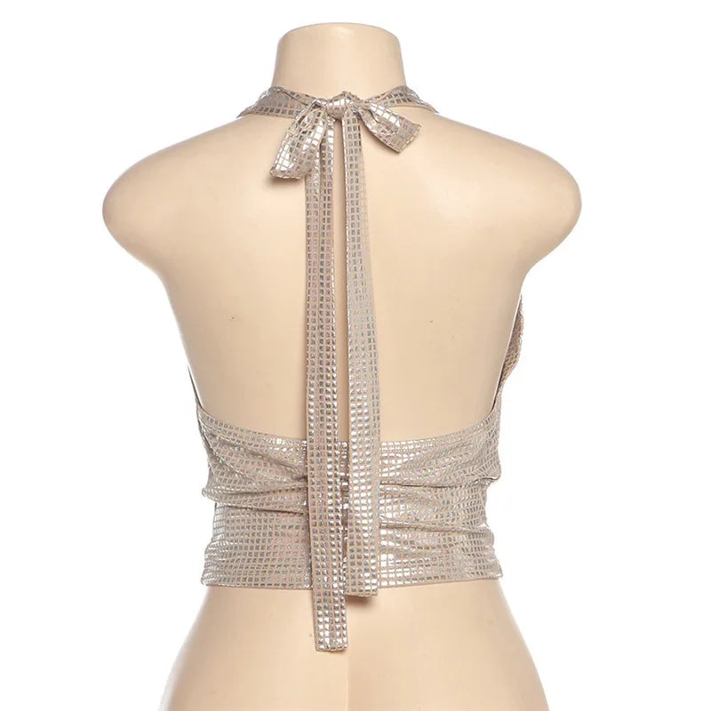 NEVER HAVE I EVER FOILED HALTERNECK TOP