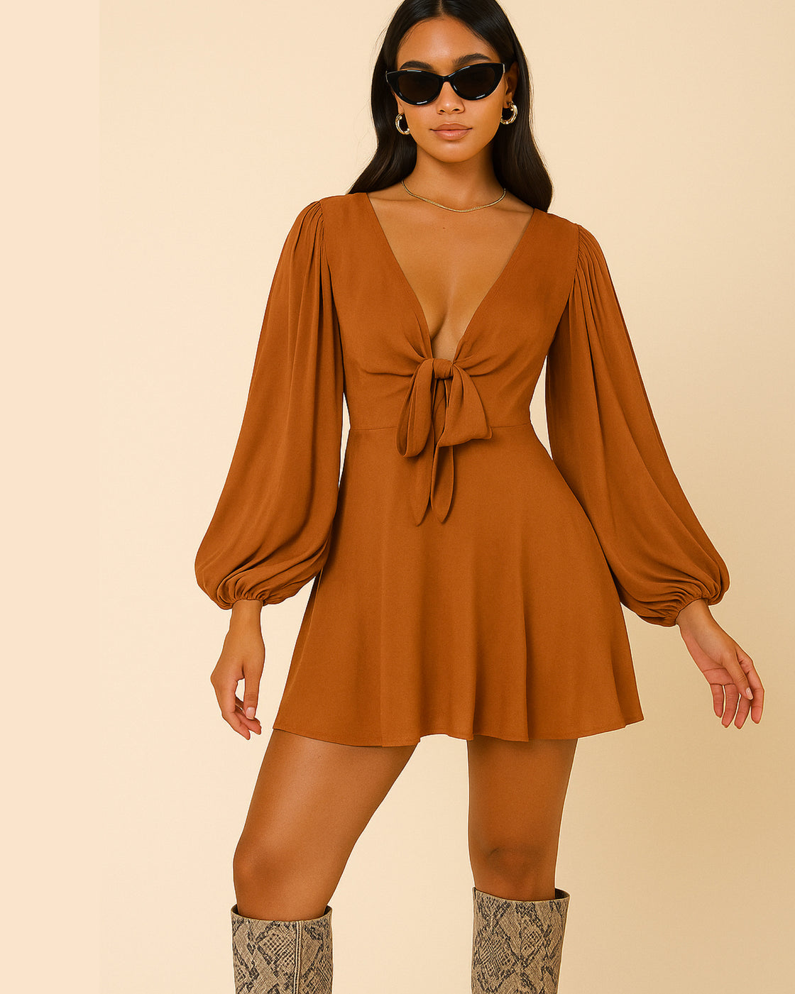 FLIRT WITH ME BROWN DRESS