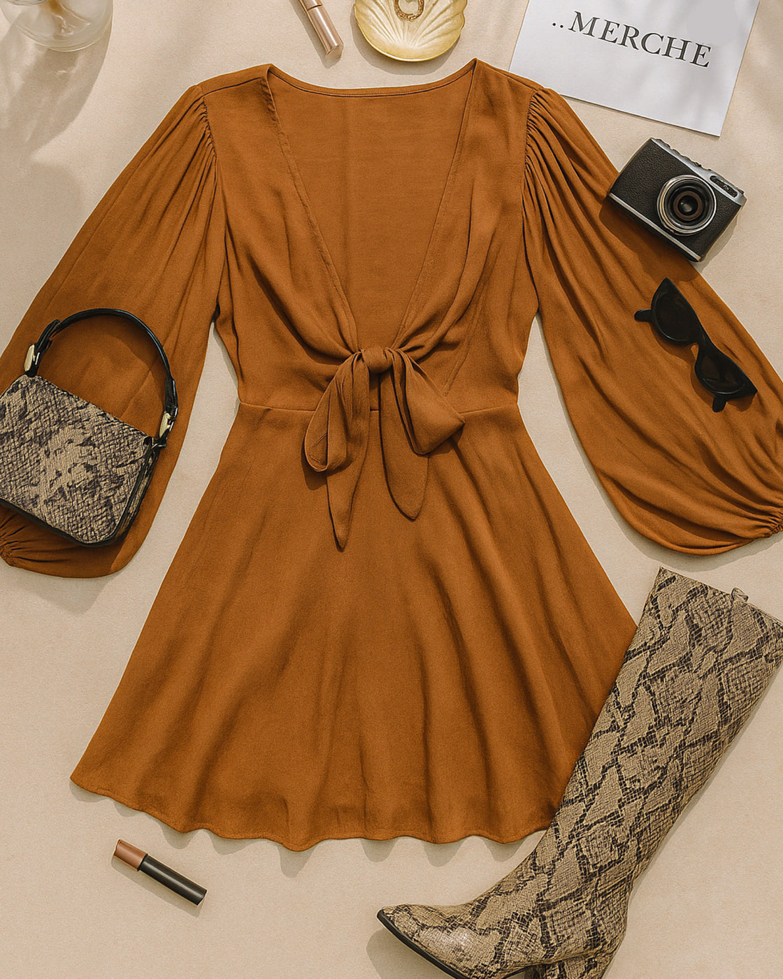 FLIRT WITH ME BROWN DRESS