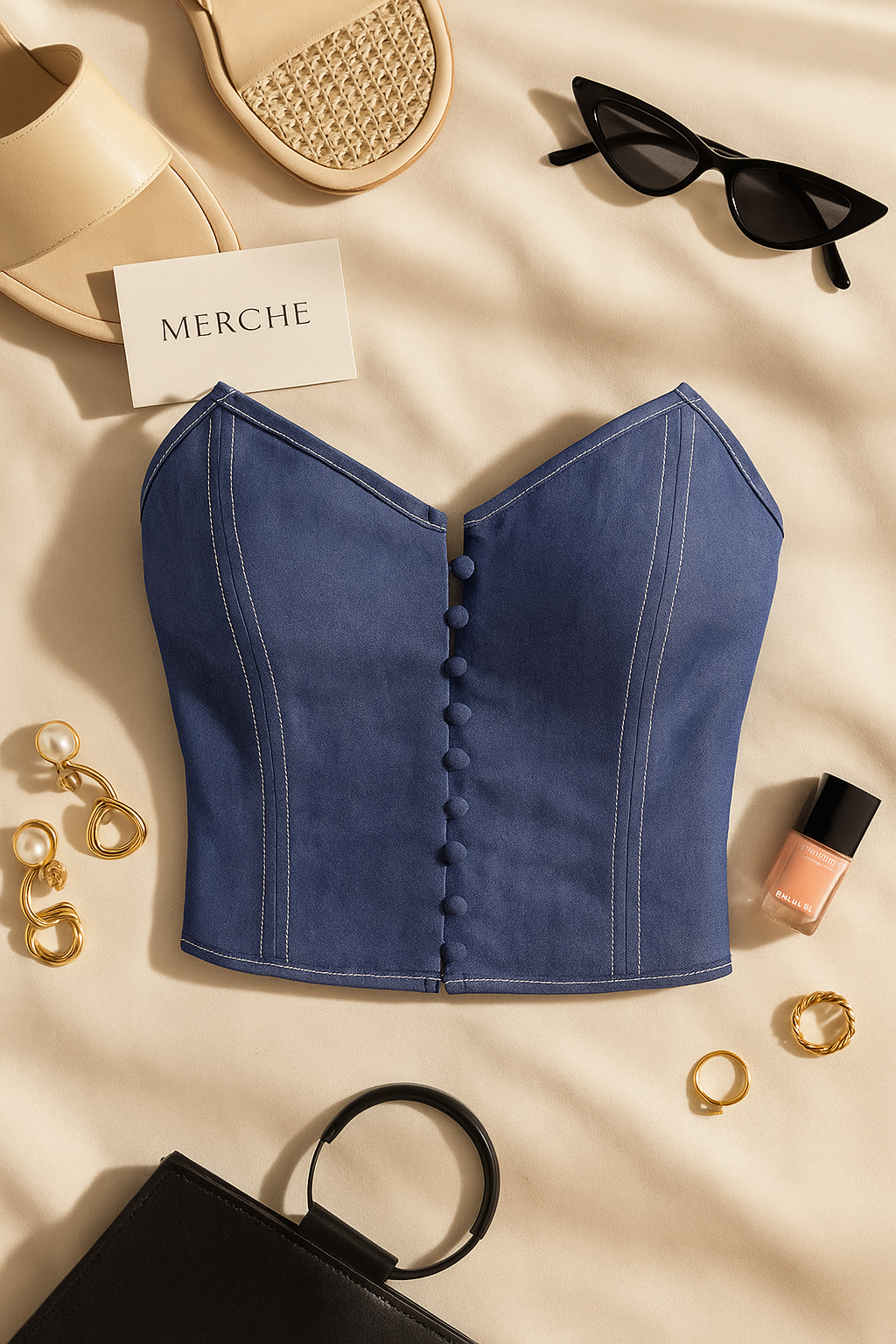 BLUEPRINT BABE DENIM BANDEAU TOP