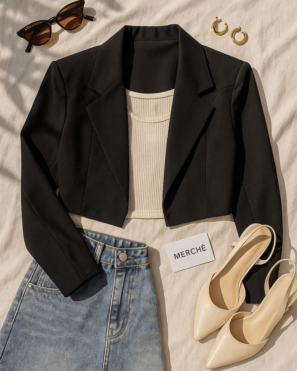 SHE LEADS CROPPED BLACK BLAZER