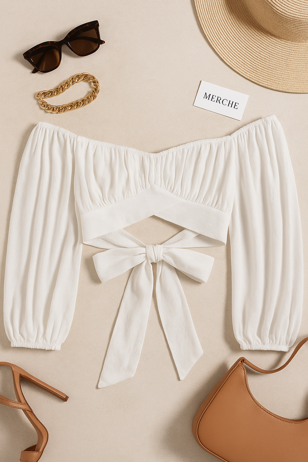 COASTAL CODED WHITE BOW-BACK TOP