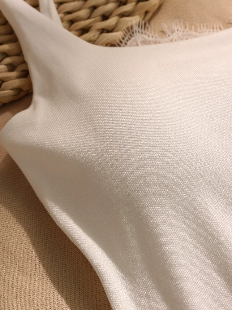 ROUTE TO YOU PADDED LACE-BACK WHITE CAMI TOP