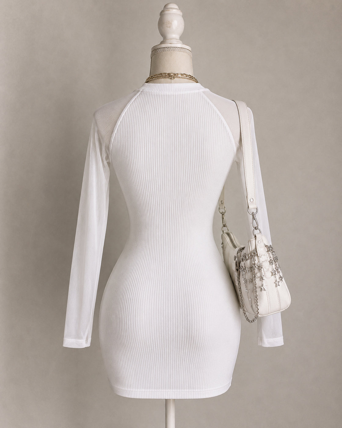 BLONDE AMBITION RIBBED ZIP BODYCON DRESS