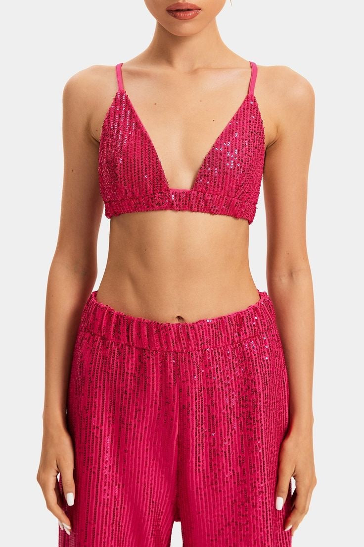 Nayeli Ruffle Strap Sports Bra - Pink – Mirror Mirror Boutique