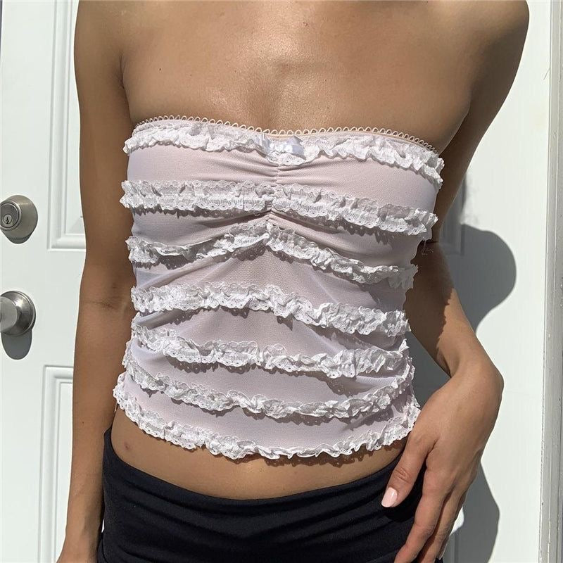 HOT DAY WHITE BANDEAU TOP