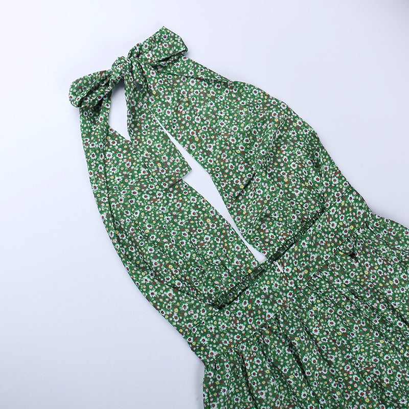 IT’S A LOVESTORY FLORAL HALTERNECK DRESS