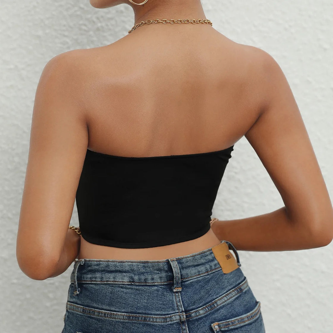 NEW LEVEL BLACK BANDEAU TOP