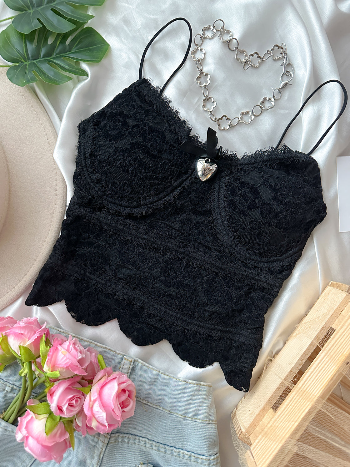 WAITING FOR TONIGHT PADDED LACE CAMI TOP