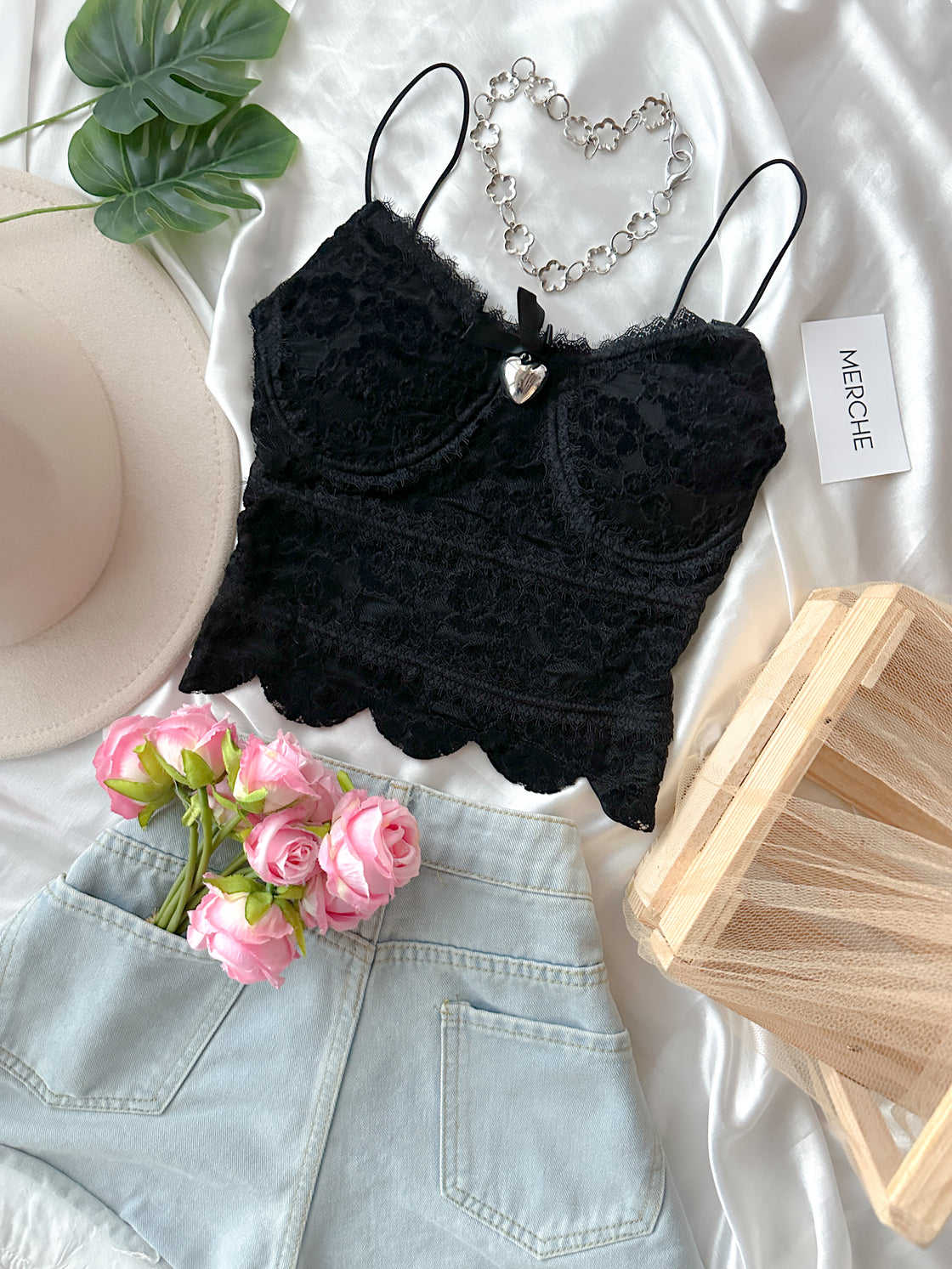 WAITING FOR TONIGHT PADDED LACE CAMI TOP